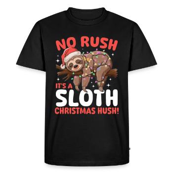 Sloth Christmas Animal No rush, it - Men's Premium Organic T-Shirt - black - Front - Nico (187cm)