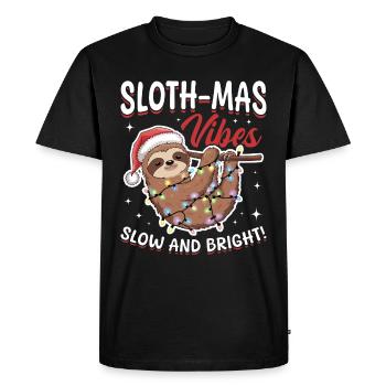 Sloth Christmas Animal Sloth-mas vibes - Men's Premium Organic T-Shirt - black - Front - Nico (187cm)