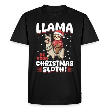 Sloth Llama Llama be your Christmas sloth! - Men's Premium Organic T-Shirt - black - Front - Nico (187cm)