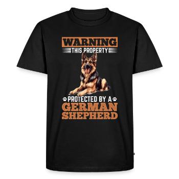 German Shepherd Dog Breed Warning This Property - Men's Premium Organic T-Shirt - black - Front - Nico (187cm)