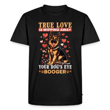 German Shepherd Dog Breed True Love is wipping - Men's Premium Organic T-Shirt - black - Front - Nico (187cm)