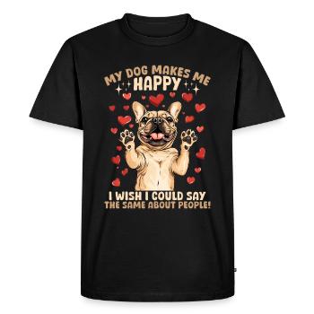 Bouledogue français Frechie Dog Mon chien me rend heureux - T-shirt Premium bio Homme - noir - Devant - Nico (187cm)