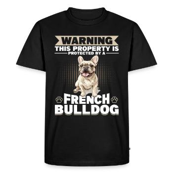Bouledogue français Frechie Race de chien Avertissement Ceci - T-shirt Premium bio Homme - noir - Devant - Nico (187cm)