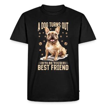 Bouledogue français Frechie Chien Race A chien - T-shirt Premium bio Homme - noir - Devant - Nico (187cm)