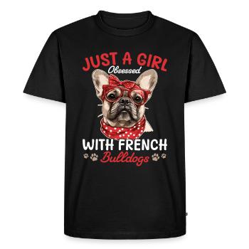 Bouledogue français Frechie Race de chien Juste une fille - T-shirt Premium bio Homme - noir - Devant - Nico (187cm)