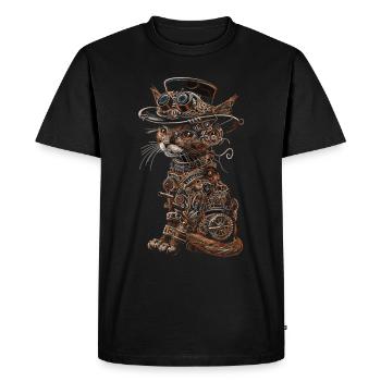 Chat steampunk - T-shirt Premium bio Homme - noir - Devant - Nico (187cm)