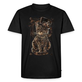 Chat steampunk - T-shirt Premium bio Homme - noir - Devant - Nico (187cm)