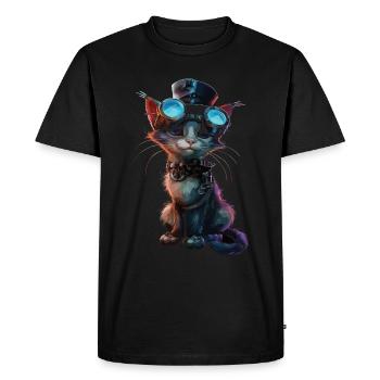 Chat steampunk - T-shirt Premium bio Homme - noir - Devant - Nico (187cm)