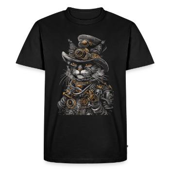 Chat steampunk - T-shirt Premium bio Homme - noir - Devant - Nico (187cm)