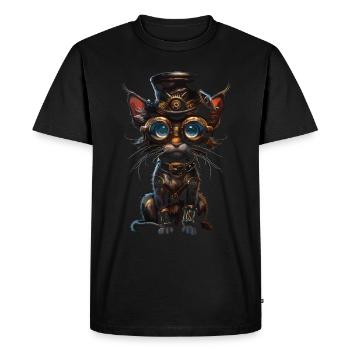 Chat steampunk - T-shirt Premium bio Homme - noir - Devant - Nico (187cm)