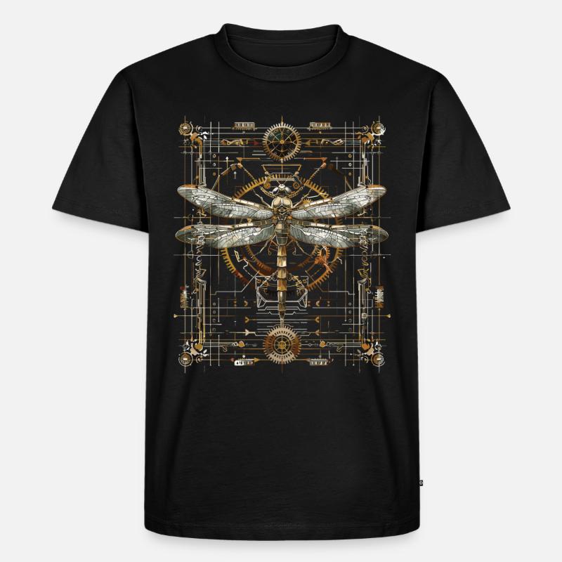 Steampunk-libelle - Männer Premium Bio T-Shirt - Schwarz