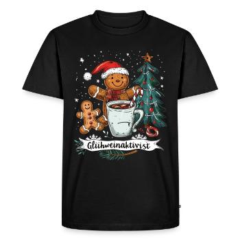 « Activiste du vin chaud » - Vin chaud de Noël - T-shirt Premium bio Homme - noir - Devant - Nico (187cm)
