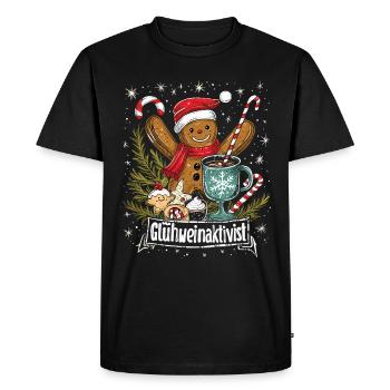 « Activiste du vin chaud » - Vin chaud de Noël - T-shirt Premium bio Homme - noir - Devant - Nico (187cm)