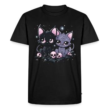Kawaii Chat Pastel Goth Diabolique - T-shirt Premium bio Homme - noir - Devant - Nico (187cm)