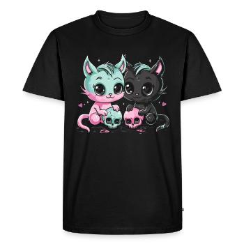 Kawaii Chat Pastel Goth Diabolique - T-shirt Premium bio Homme - noir - Devant - Nico (187cm)