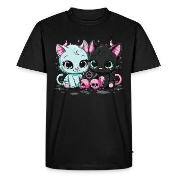 Kawaii Chat Pastel Goth Diabolique - T-shirt Premium bio Homme - noir - Devant - Nico (187cm)