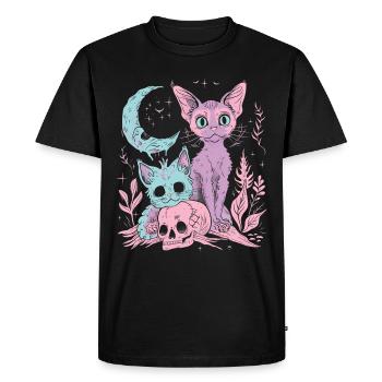 Kawaii Chat Pastel Goth Diabolique - T-shirt Premium bio Homme - noir - Devant - Nico (187cm)