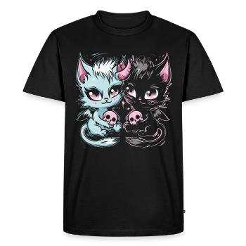 Kawaii Chat Pastel Goth Diabolique - T-shirt Premium bio Homme - noir - Devant - Nico (187cm)