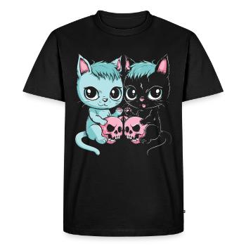 Kawaii Chat Pastel Goth Diabolique - T-shirt Premium bio Homme - noir - Devant - Nico (187cm)