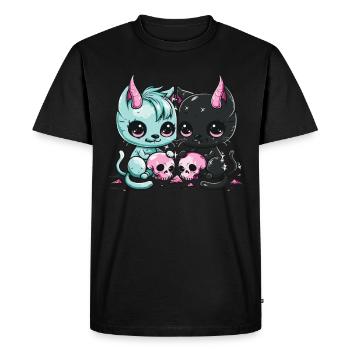 Kawaii Chat Pastel Goth Diabolique - T-shirt Premium bio Homme - noir - Devant - Nico (187cm)