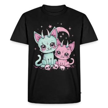 Kawaii Chat Pastel Goth Diabolique - T-shirt Premium bio Homme - noir - Devant - Nico (187cm)
