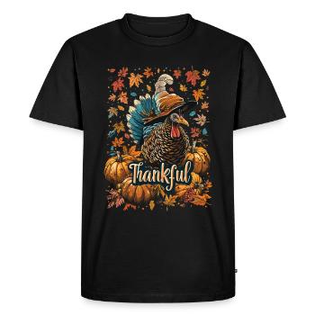 Grateful Gobble Wobble Thanksgiving - Men's Premium Organic T-Shirt - black - Front - Nico (187cm)