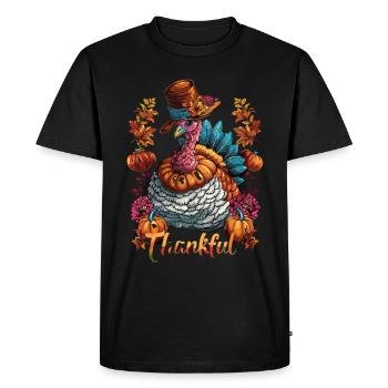 Grateful Gobble Wobble Thanksgiving - Men's Premium Organic T-Shirt - black - Front - Nico (187cm)