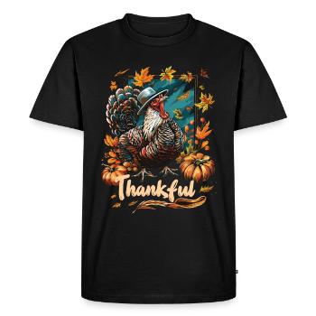 Grateful Gobble Wobble Thanksgiving - Men's Premium Organic T-Shirt - black - Front - Nico (187cm)