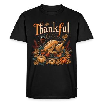Dankbares Gobble Wobble Thanksgiving - Männer Premium Bio T-Shirt - Schwarz - Vorne - Nico (187cm)