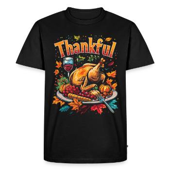 Grateful Gobble Wobble Thanksgiving - Men's Premium Organic T-Shirt - black - Front - Nico (187cm)