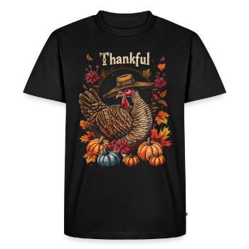 Grateful Gobble Wobble Thanksgiving - Men's Premium Organic T-Shirt - black - Front - Nico (187cm)