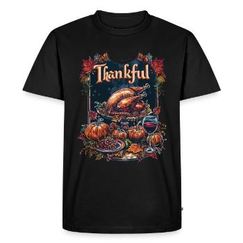 Grateful Gobble Wobble Thanksgiving - Men's Premium Organic T-Shirt - black - Front - Nico (187cm)