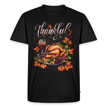 Grateful Gobble Wobble Thanksgiving - Men's Premium Organic T-Shirt - black - Front - Nico (187cm)