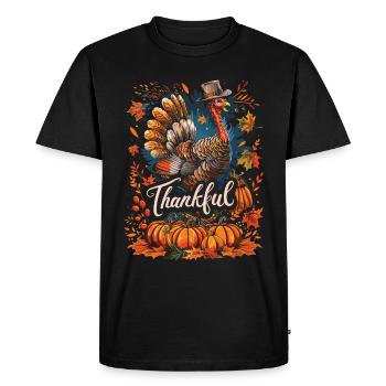Grateful Gobble Wobble Thanksgiving - Men's Premium Organic T-Shirt - black - Front - Nico (187cm)