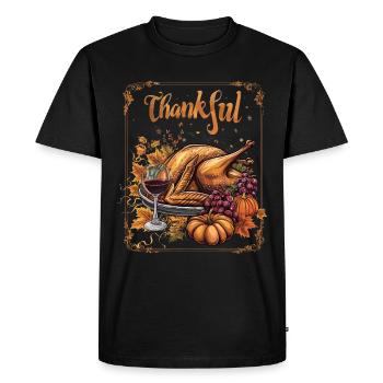 Grateful Gobble Wobble Thanksgiving - Men's Premium Organic T-Shirt - black - Front - Nico (187cm)