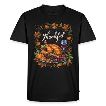 Grateful Gobble Wobble Thanksgiving - Men's Premium Organic T-Shirt - black - Front - Nico (187cm)