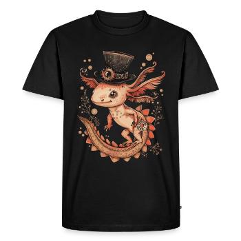 Steampunk Axolotl - T-shirt Premium bio Homme - noir - Devant - Nico (187cm)