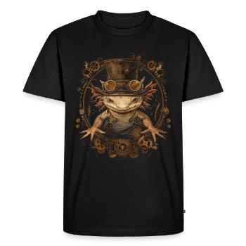 Steampunk Axolotl - T-shirt Premium bio Homme - noir - Devant - Nico (187cm)