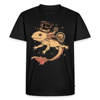 Steampunk Axolotl - Men's Premium Organic T-Shirt - black - Front - Nico (187cm)