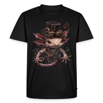Steampunk Axolotl - Männer Premium Bio T-Shirt - Schwarz - Vorne - Nico (187cm)