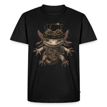 Steampunk Axolotl - T-shirt Premium bio Homme - noir - Devant - Nico (187cm)