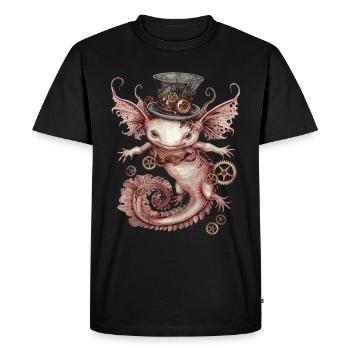 Steampunk Axolotl - T-shirt Premium bio Homme - noir - Devant - Nico (187cm)