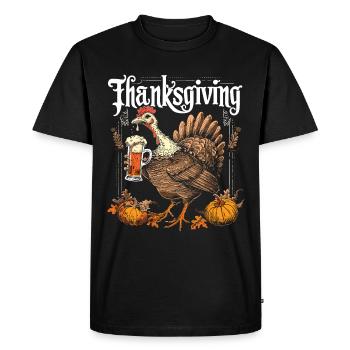 Grateful Gobble Wobble Thanksgiving - Men's Premium Organic T-Shirt - black - Front - Nico (187cm)