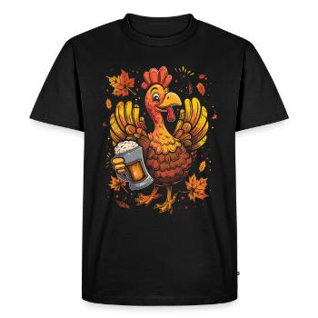 Grateful Gobble Wobble Thanksgiving - Men's Premium Organic T-Shirt - black - Front - Nico (187cm)