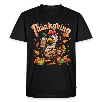 Grateful Gobble Wobble Thanksgiving - Men's Premium Organic T-Shirt - black - Front - Nico (187cm)