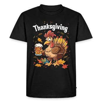 Grateful Gobble Wobble Thanksgiving - Men's Premium Organic T-Shirt - black - Front - Nico (187cm)