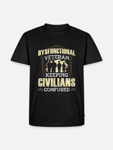 Veteran Medicated Dysfunctional - Männer Premium Bio T-Shirt - Schwarz