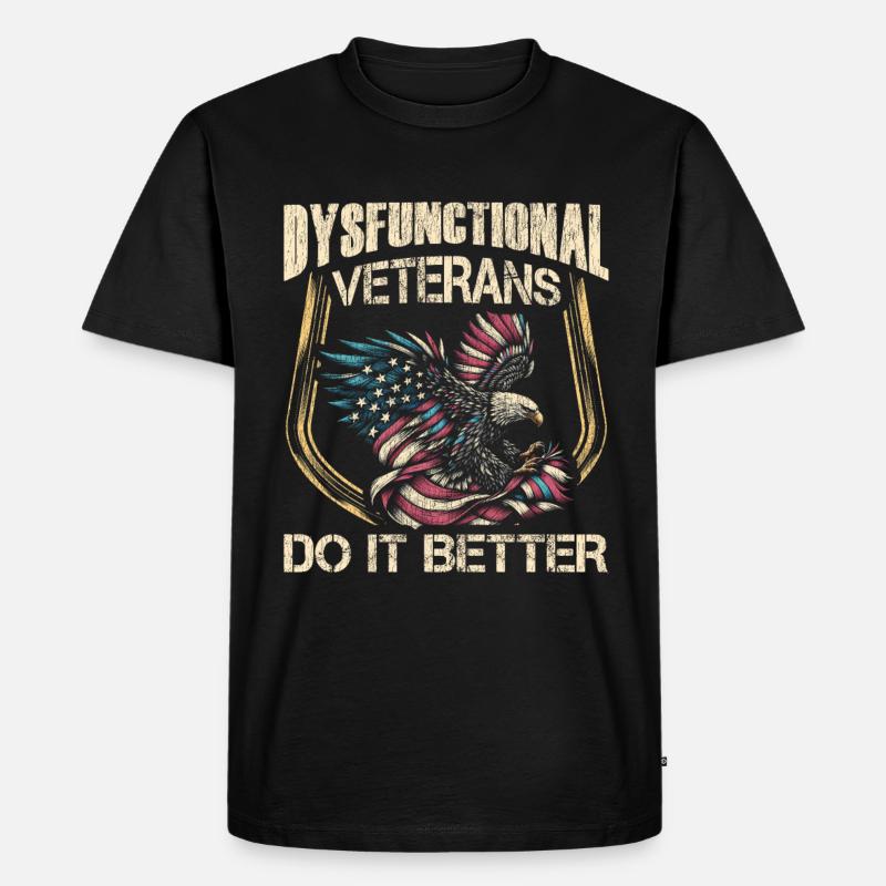 Veteran Medicated Dysfunctional - Männer Premium Bio T-Shirt - Schwarz