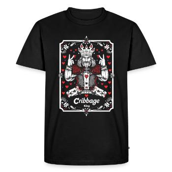 Cribbage King Graphic Funny Cribbage - Men's Premium Organic T-Shirt - black - Front - Nico (187cm)