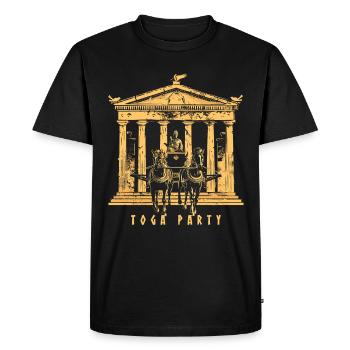 Funny Toga party outfit - Men's Premium Organic T-Shirt - black - Front - Nico (187cm)